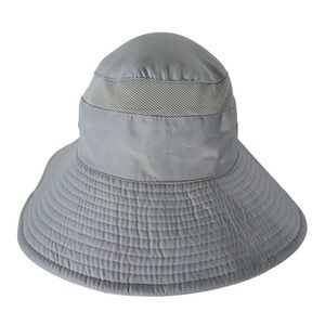 TIKI Womens Gray Sun Hat Wide Brim Mesh Breathable Outdoor S/M Beach‎